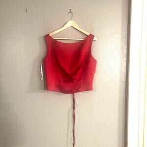 Vtg B2 Womens Red Corset Top Blouse Shirt 18 Y2K Wedding Gala Holiday Party